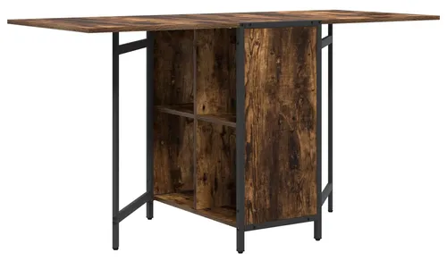 vidaXL Esstisch 144 x 60 cm aus Holzwerkstoff in Geräucherter Eiche - Moderner, ausziehbarer Esstisch für Küchen und Esszimmer. Robuste Holzwerkstoff-Oberfläche, ideal für Familienfeiern und tägliche Nutzung. Praktische Regale für Geschirr und einfache Pflege.