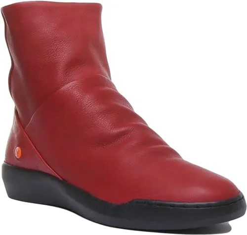 Softinos Stiefelette Rot 41 EU - Bequeme Lederstiefelette - Wanderschuhe aus hochwertigem Leder, mit 3 cm Absatzhöhe und praktischem Reißverschluss für einfachen Einstieg, ideal für Freizeit und Alltag.