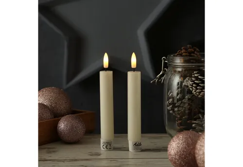 Adilina LED-Kerze LED Stabkerzen Tafelkerzen Dinner Spitzkerzen rustikal 16cm creme 2St (2-tlg)
