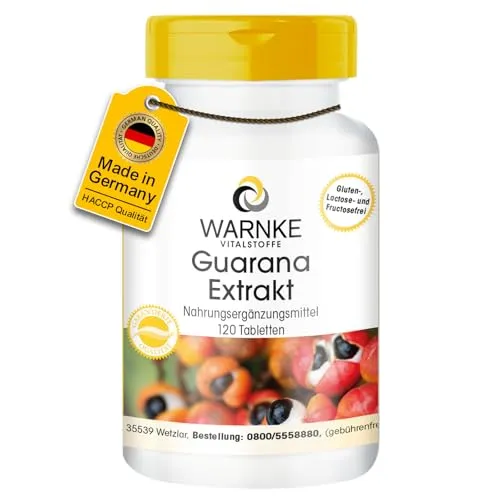 Guarana Extrakt 300mg - 120 Tabletten - hochdosiert & vegan | Warnke Vitalstoffe - Deutsche Apothekenqualität