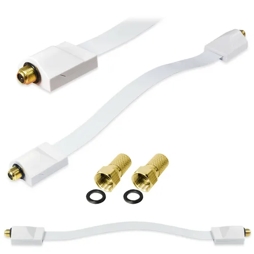 DUR-line FD Slim Weiss - hauchdünne Fensterdurchführung für SAT Kabel, flexibles Kupferkabel für einfache Installation durch Fenster oder Türen