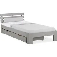 Homestyle4u Holzbett 90x200 mit Schubladen Grau - Stilvolles 90x200 cm Holzbett mit praktischem Bettkasten für zusätzlichen Stauraum. Ideal für Schlafzimmer, Jugendzimmer oder Gästezimmer – inklusive kostenfreiem Rolllattenrost.