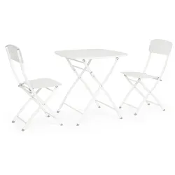 Garten-Set Yvonne aus Metall, Weiß - Gartenmöbel-Set, stilvolles Design aus Metall, ideal für entspannte Stunden im Freien und gesellige Zusammenkünfte.