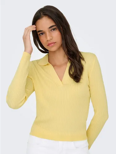 ONLY Onlkaya Ls Polo Pullover KNT Nca - Stylisches Poloshirt für Teenager - Gestricktes Poloshirt von Only für Teenager, mit modischen gerippten Ärmelbündchen und klassischem Polokragen. Ideal für lässige Outfits und Maschinenwäsche geeignet.