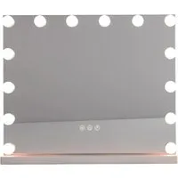 COSTWAY Hollywood Spiegel mit Beleuchtung - Kosmetikspiegel mit 14 dimmbaren LED-Leuchten und 3 Lichtfarben für perfekte Beleuchtung beim Schminken, inklusive Touch-Steuerung und 5-facher Vergrößerung für präzise Details.