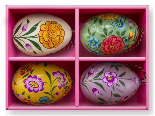 PiP Studio Dekohänger Lily&Lotus bemalte Dekoeier 5x7cm Set4