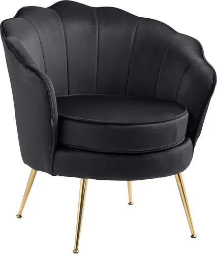 CLP Sessel Rosita I Polsterstuhl mit Samt-Bezug und Gold-Farbigem Metallgestell - Stühle mit nostalgischem Flair, der Sessel Rosita bietet hohen Sitzkomfort und eine hochwertige Verarbeitung, perfekt für stilvolle Wohnzimmer.