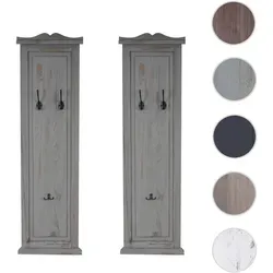 2er-Set Garderobe T33, Wandgarderobe mit individuellem Design - Garderoben - Hochwertige Wandgarderobe aus massivem Paulowniaholz mit 6 individuell anbringbaren Haken für Ordnung in Flur oder Schlafzimmer im angesagten Shabby-Look.