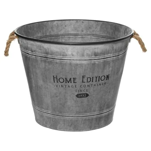 Blumenübertopf ZINC, Vintage-Eimer, Ø 48 cm von ATMOSPHERA CREATEUR D'INTERIEUR