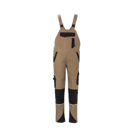 Planam Norit Damen Latzhose sand/schwarz Gr. 48 - Hochwertige Damen Latzhose aus 65% Polyester und 35% Baumwolle, ideal für Arbeit und Freizeit, in modischem sand/schwarz Design.