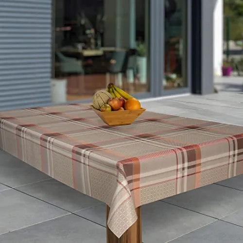 laro Wachstuch-Tischdecke Abwaschbar Wachstischdecke PVC Plastik-Tischdecken Eckig Meterware Abwischbar, Muster:Karo Braun Beige, Größe:118x180