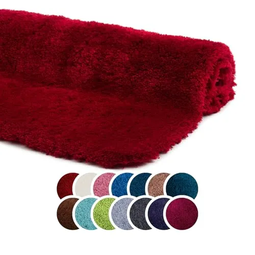 liebling Superior Badteppich mit Anti-Rutsch-Beschichtung, 100% Polyester (Mikrofaser), 60 x 100 cm, 30 Grad waschbar, Fußbodenheizung geeignet, Farbe: Bordeaux