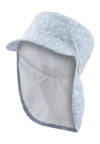 Sterntaler Schirmmütze Nacken Wale - Jungen Mütze mit Nackenschutz - UV-Schutz 50+ Sonnenhut - Sommermütze aus Baumwolle - Baby und Kinder Kopfbedeckung - Futter aus Batist (Bio)- Himmel, Größe 55