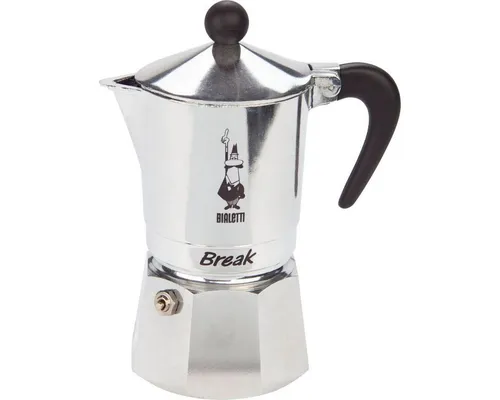 Bialetti Break Espressokocher 3 Tassen, grau - Espressokocher für 3 Tassen aus Aluminium, geeignet für alle Herdarten (außer Induktion) und mit trendigem Design in leuchtenden Farben.