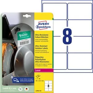 Zweckform Folienetiketten L7914-10 ultra-resistent, weiß 99,1 x 67,7mm, wetterfest, 10 Blatt, 80 Stück