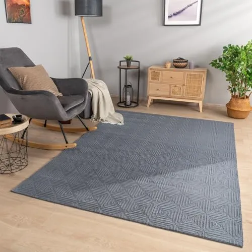 TT Home Teppich, Rechteckig, Höhe: 14 mm, Wohnzimmer Teppich Esszimmer Kurzflor Geometrische Optik Skandi Boho U