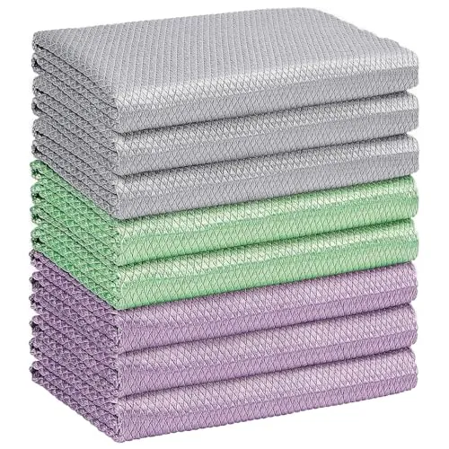 HOMEXCEL Mikrofaser-Glasreinigungstücher, 8 Stück, 30 x 30 cm, fusselfreies Tuch zum Reinigen von Fenstern, Brillen, Spiegeln, Bildschirmen, Edelstahl, hochwertiger Mikrofaser-Glas-und Fensterreiniger