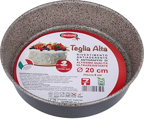 Graziano, Runde Backform, komplett aus Aluminium und mit 7 Schichten Antihaftbeschichtung kratzfest, ideal für die Herstellung von Spanien sehr anderen, PFOA frei, Durchmesser 20 cm, 8011684053505