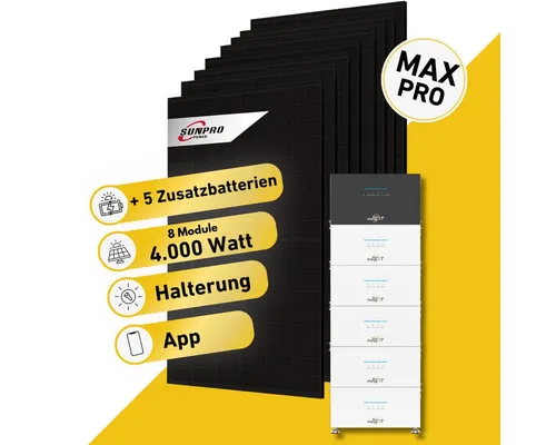 Balkonstrom Balkonkraftwerk 4000W + Speicher – SunEnergyXT 500 Pro Komplettset - Vollständiges Solarkraftwerk-Set mit leistungsstarken bifazialen Solarmodulen und einem effizienten Hybridspeicher. Ideal für nachhaltige Energiegewinnung auf deinem Balkon.