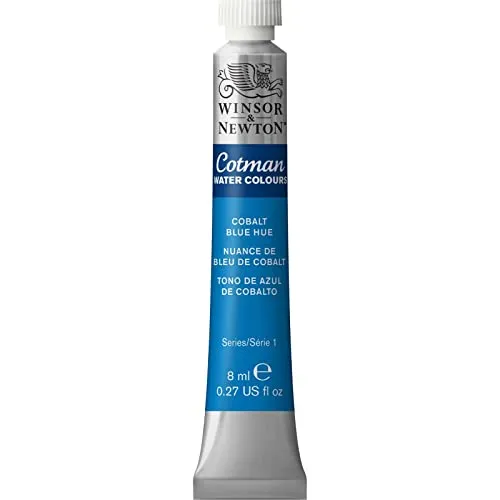 Winsor & Newton 8840090 Cotman Aquarellfarbe Studio Wasserfarben, lebendige hochwertige Farben mit sehr guten Verarbeitungseigenschaften 8ml Tube - Kobaltblau Farbton