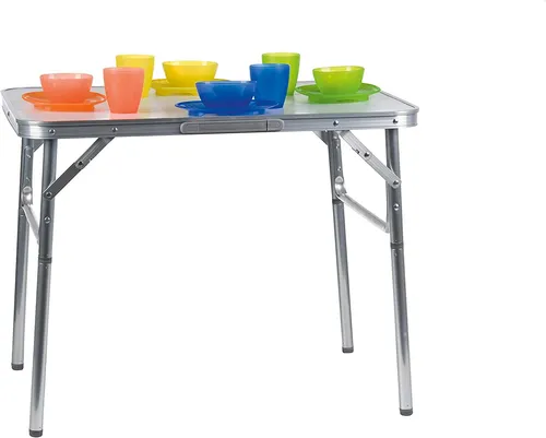 Campingtisch Klappbar Alu 75x55x60cm - Leichter Aluminium Klapptisch mit praktischem Tragegriff. Ideal für Camping, Picknick oder Balkon. Schnell auf- und abbaubar, mit zwei Höhenverstellungen für vielseitige Nutzung. Maße: 75x55x60 cm.