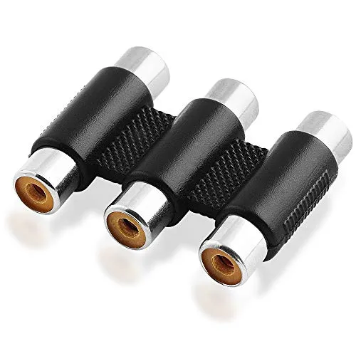 BestPlug RCA Audio Video Adapter Verbindungsstück, 3 Cinch Buchse Kupplung weiblich auf 3 Cinch Buchse Kupplung weiblich, Schwarz