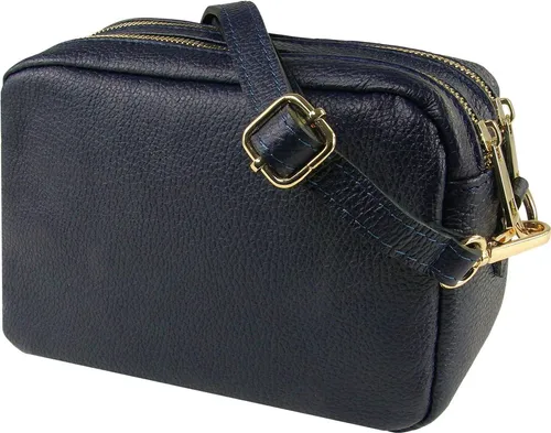 Toscanto Umhängetasche Blau – Elegante Damenledertasche - Stilvolle Umhängetasche aus echtem Kalbsleder in Blau, ideal für den täglichen Gebrauch. Mit einem kompakten Format (22 cm Breite) bietet sie ausreichend Platz für Ihre Essentials.