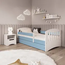 Praktisches Kinderbett 180x80 mit Matratze und Rausfallschutz - Blau - Das stabile Kinderbett aus hochwertigem MDF bietet Sicherheit und Komfort. Inklusive Kaltschaummatratze, Lattenrost und praktischer Schublade für Ordnung im Kinderzimmer. Ideal für süße Träume und sicheres Schlafen.