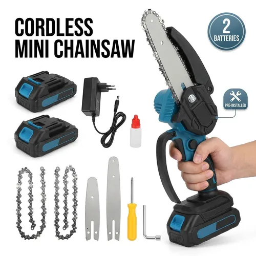 Akku Kettensäge 15 cm Mini Handkettensäge 21V mit Zubehör