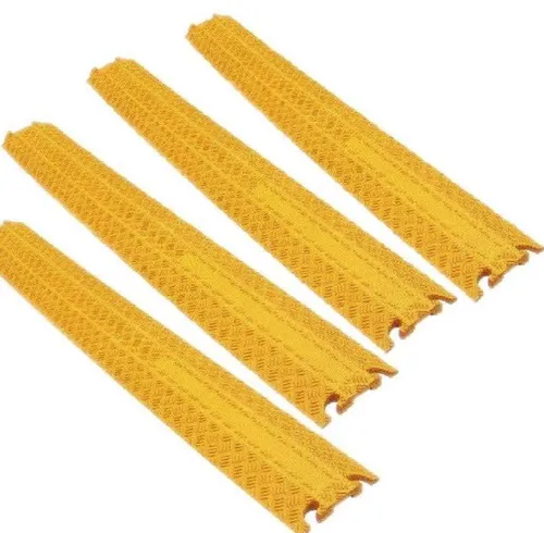 Kanal Kabelbrücke gelb Überfahrrampe Kabelkanal Überfahrschutz Kabelschutz 4 x 1