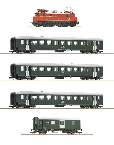 ROCO 61494 5-tlg. Set: Elektrolokomotive 1670.27 mit Personenzug, ÖBB NEU