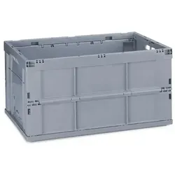 Klappbox Faltbox Transportkiste 60 l grau - Stapelbare Aufbewahrungskiste aus leichtem Kunststoff, ideal für Ordnung und Platzersparnis in jedem Raum.