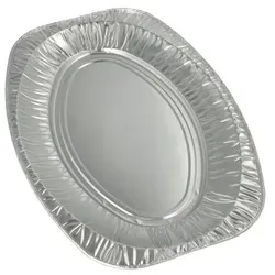 Papstar 3 Servierplatten, Alu oval 43 cm x 29 cm in silber von PAPSTAR