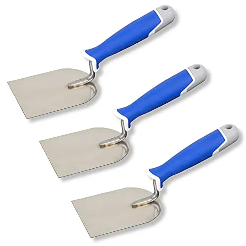 DEWEPRO 3er Set Gipserspachtel 80mm – Stuckateurspachtel Mit Edelstahlblatt – Spachtelkelle Mit Ergonomischem 3-Komponenten-Griff – Rostfreie Putzkelle Für Gips, Putz & Mörtel – Profi Werkzeug