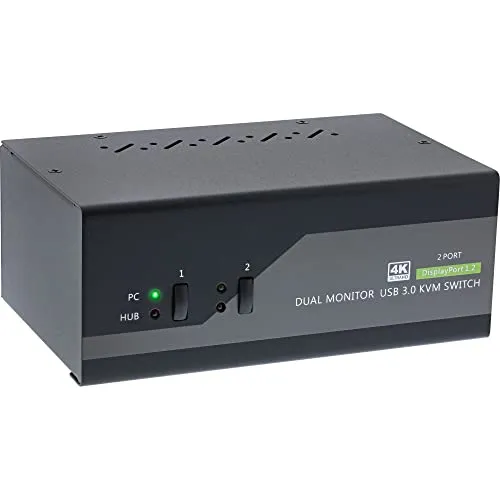 InLine 63652I KVM-Audio-USB-Switch - KVM-Switch für 2 Geräte, ermöglicht einfachen Wechsel zwischen PCs mit Audio und USB, ideal für Desktop-Nutzer.