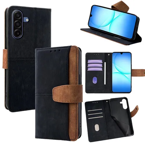 Kunstleder Hülle für Samsung Galaxy A17 5G Kartenfächern & RFID Schutz Schwarz