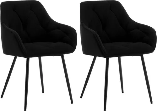 WOLTU Esszimmerstuhl - Ergonomischer Samt-Sessel mit Metallbeinen, Schwarz - Esszimmerstuhl aus elegantem Samt mit robusten Metallbeinen, bietet optimalen Komfort und ist bis zu 150 kg belastbar. Ideal für jedes Zuhause!