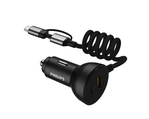 Philips Auto Ladegerät DLP4301B/04 - 72W Zigarettenanzünder USB C - Praktisches KFZ-Ladegerät mit 72W Leistung für schnelles Laden unterwegs. Ideal für alle Geräte mit USB-C-Anschluss, kompakt und robust für den täglichen Einsatz.