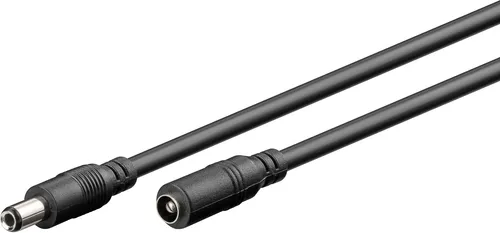 GOOBAY DC-Adapterkabel 2,5 mm, DC-Stecker auf DC-Kupplung, schwarz, 5 m