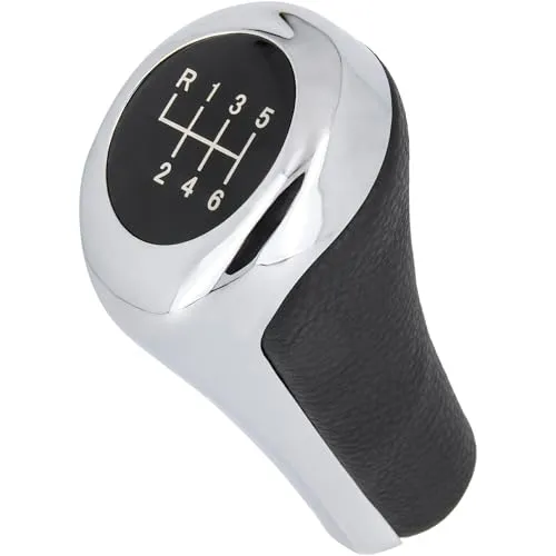 Recambo Schaltknauf 6 Gang passend für BMW 3er, E46, 1998-2006, Plug & Play, Auto Schalthebel, schwarz - chrom