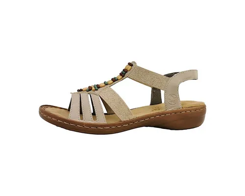 Rieker Sandalette Sandale beige 38 EU - Wanderschuhe in Größe 38 EU, ideal für warme Tage. Mit einer komfortablen Absatzhöhe von 3.5 cm und offenem Design für optimale Luftzirkulation.