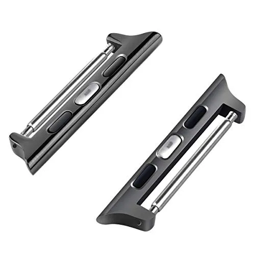 Burkley Connector für Apple Watch Armband Adapter mit Federsteg 42-44mm Stegbreite 22mm in Schwarz kompatibel mit Apple Watch 1/2 / 3/4 / 5