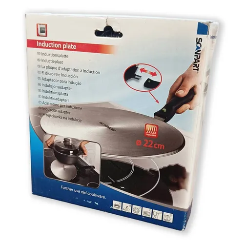Scanpart Induktionsadapterplatte 22 cm aus Edelstahl – Ideal für Induktionsherde - Adapterplatte mit 22 cm Durchmesser aus hochwertigem Edelstahl, perfekt für die Nutzung von nicht induktionsgeeignetem Kochgeschirr auf Induktionsherden.