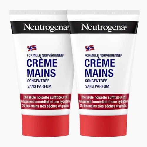 Neutrogena | Konzentrierte Handcreme ohne Parfüm Norwegische Formel (2 x 50 ml Tuben) – Beruhigende Creme für sofortige Linderung – 24 h Feuchtigkeitscreme für sehr trockene und rissige Hände