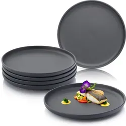 Sänger Speiseteller Set, Dunkelgrau, 6-teilig, Rund von Sänger