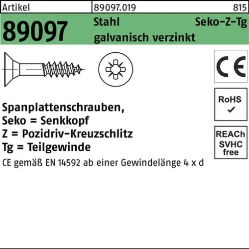 100er PACK(Stk)  089097001090060100 Spanplattenschraube R 89097 SEKO Kreuzschlit