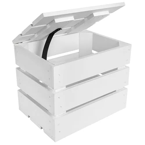 Creative Deco Aufbewahrungsbox Holztruhe - Schicke Holztruhe mit Deckel, ideal zur Aufbewahrung von Spielzeug. Robuste Bauweise aus Holz und elegantes Design machen sie zum perfekten Möbelstück für jedes Kinderzimmer.