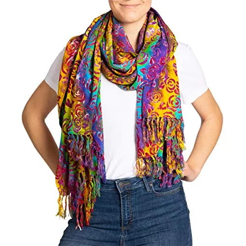 PANASIAM XXL-Schal Wachsbatik - XXL-Schal aus 100% Viskose mit kunstvollem Wachsbatik-Design, vielseitig als Strandtuch, Wickelkleid oder Winterschal einsetzbar – ideal für jede Jahreszeit und als stilvolles Geschenk.