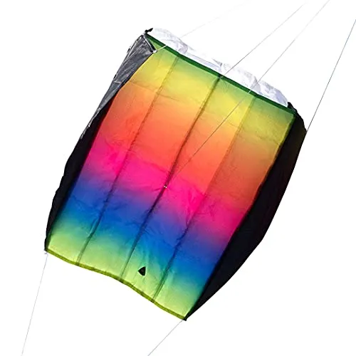 HQ Design- Parafoil Easy Rainbow, Kinderdrachen Drachen Flugdrachen Einleiner Drachen zum steigen Lassen, wenig Wind ab 5 Jahren, inkl. 17kp Polyesterschnur 40m auf Spule, 3-6 Bft