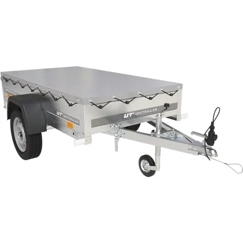 Anhänger für Auto Garden Trailer 200 KIPP 200x106 cm 750 kg - Robuster Gartenanhänger mit Flachplane, ideal für Transporte bis 750 kg, gefertigt in Polen für hohe Qualität und Langlebigkeit.